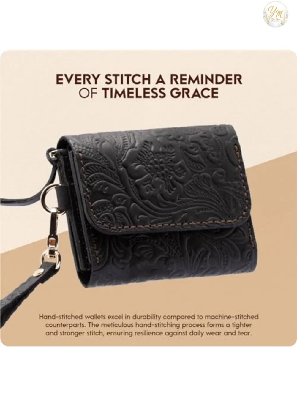 Handmade Genuine Leather Wristlet Wallet Women Western Floral Card Holder